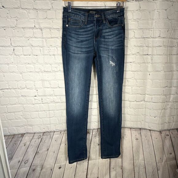 Judy Blue Jeans 27 Straight Fit Blue Stretch Medium Wash JB8277 Denim Trendy - Picture 1 of 13